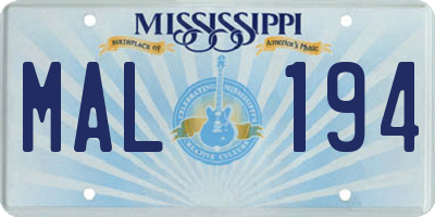 MS license plate MAL194