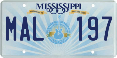 MS license plate MAL197