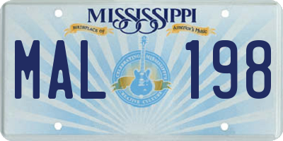 MS license plate MAL198