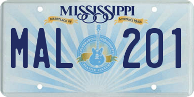 MS license plate MAL201