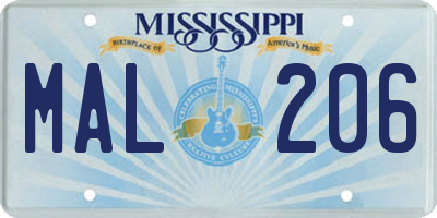 MS license plate MAL206