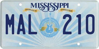 MS license plate MAL210
