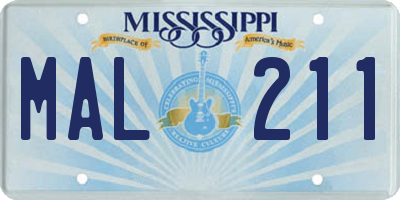 MS license plate MAL211