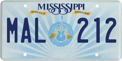 MS license plate MAL212