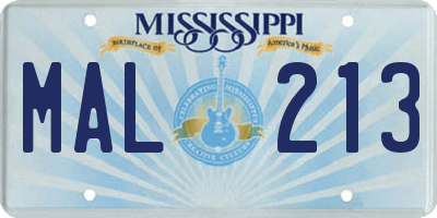 MS license plate MAL213