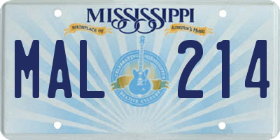 MS license plate MAL214