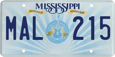 MS license plate MAL215