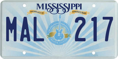 MS license plate MAL217