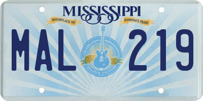 MS license plate MAL219