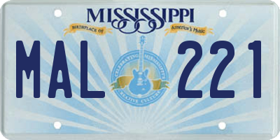 MS license plate MAL221