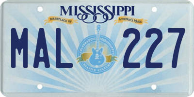 MS license plate MAL227