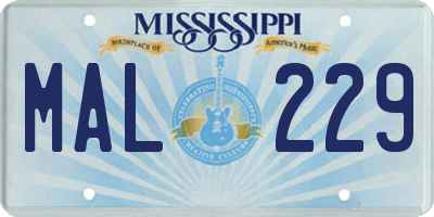 MS license plate MAL229