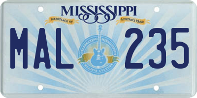 MS license plate MAL235