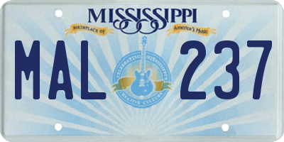 MS license plate MAL237