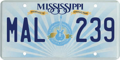 MS license plate MAL239
