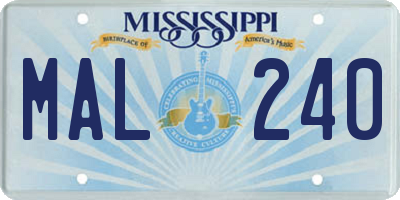 MS license plate MAL240