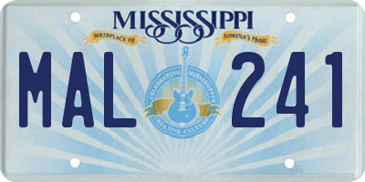 MS license plate MAL241