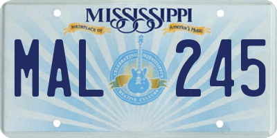 MS license plate MAL245