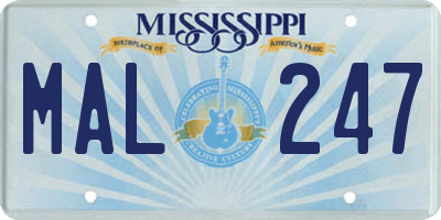 MS license plate MAL247