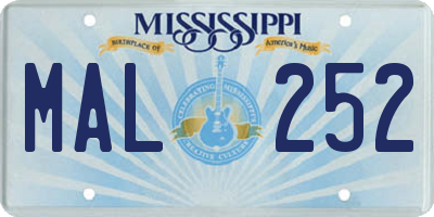 MS license plate MAL252