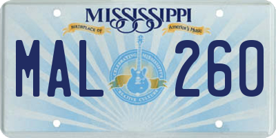 MS license plate MAL260