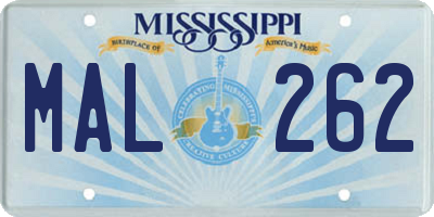 MS license plate MAL262