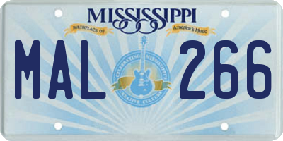 MS license plate MAL266