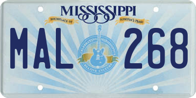 MS license plate MAL268