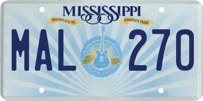 MS license plate MAL270