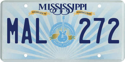 MS license plate MAL272