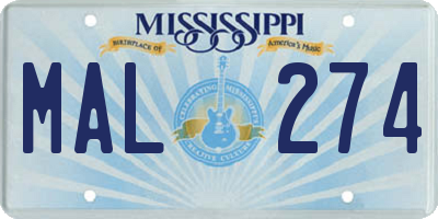 MS license plate MAL274