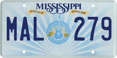 MS license plate MAL279