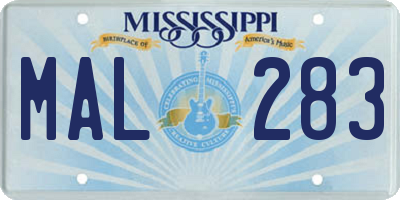MS license plate MAL283
