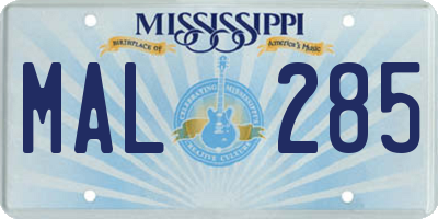 MS license plate MAL285