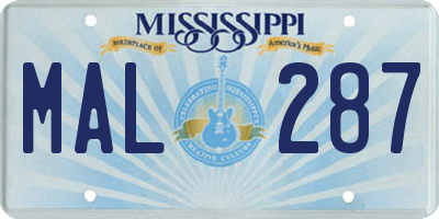 MS license plate MAL287