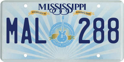MS license plate MAL288