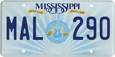 MS license plate MAL290