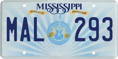 MS license plate MAL293