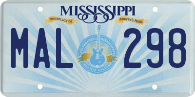 MS license plate MAL298