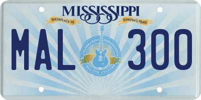 MS license plate MAL300