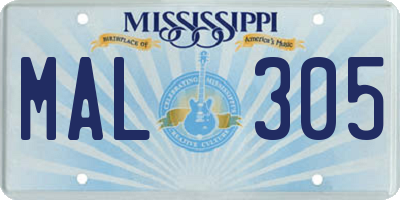 MS license plate MAL305