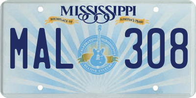 MS license plate MAL308