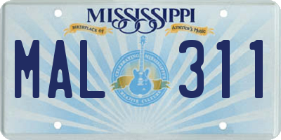 MS license plate MAL311