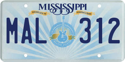 MS license plate MAL312