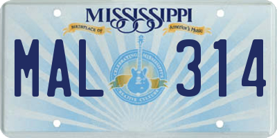 MS license plate MAL314