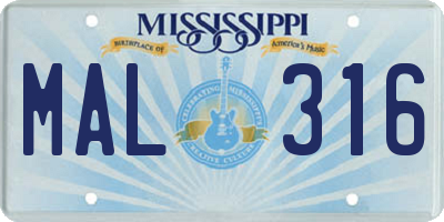 MS license plate MAL316