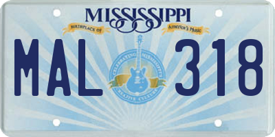 MS license plate MAL318