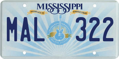 MS license plate MAL322