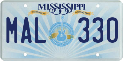 MS license plate MAL330