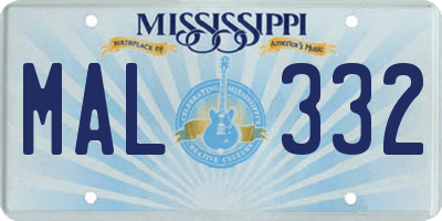 MS license plate MAL332